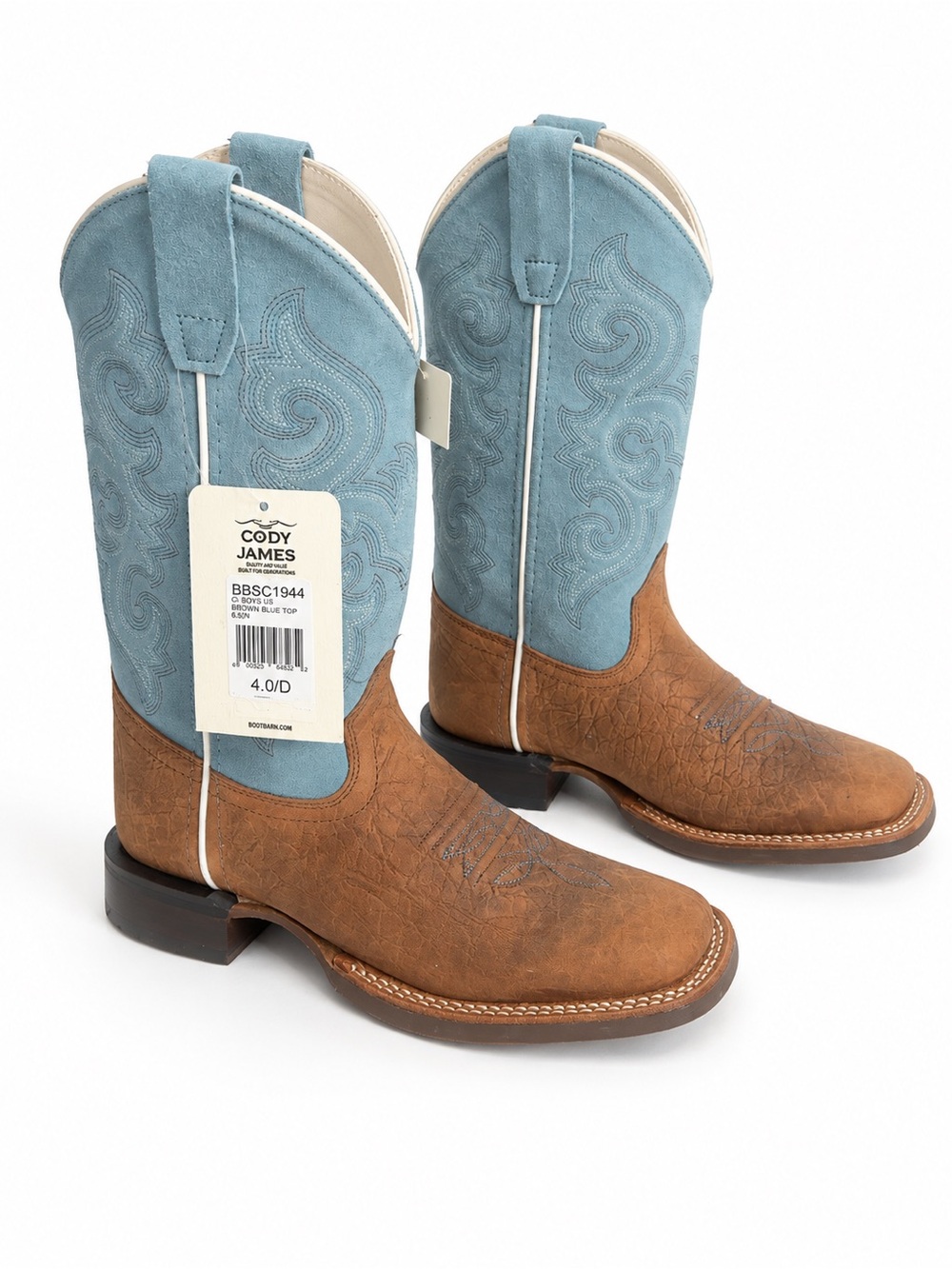 Cody James Boys Brown Blue Western Cowboy Boots Square Toe Size 3D NWT